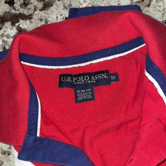 USPA red white blue slim fit M polo - Picture 3 of 3